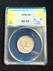 1898 BARBER QUARTER ANACS AU 50