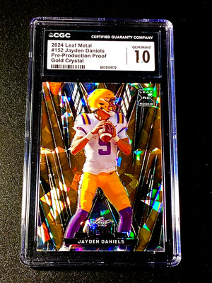 Jayden Daniels 1/1 Rookie Gem Mint 10 Gold Refractor 2024 Leaf Prismatic SP RC 1