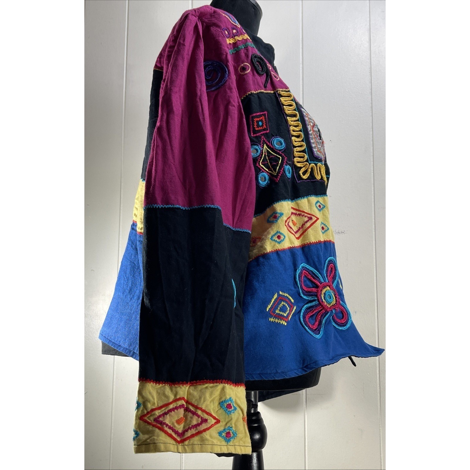 Abstract Patchwork Embroidered Jacket Kimono Coll… - image 18