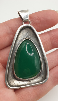 Anhänger Silber 835 Georg Kramer grüner Stein Achat ? ca. 16,6 Gramm
