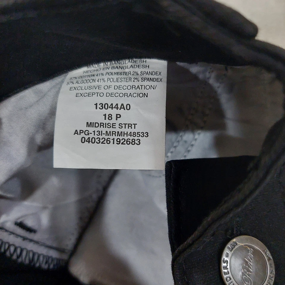 Pantalones negros de mezclilla elásticos delgados de pierna recta Riders by Lee para mujer 18 Petite Foto 4 de 4