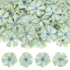 100-Pack Artificial Flower Heads, Small Silk Faux Daisy Flowers Light Blue 