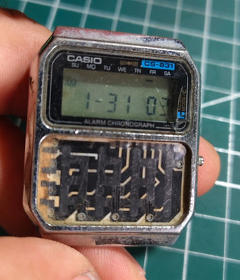 Seltene Vintage (AUG-1985) Casio CS-831 Taschenrechner Japan LCD Uhr *Ersatzteile FIX