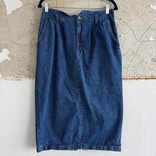 Vintage Denim Midi Skirt 90s High Waisted Jean Skirt Womens 12 Retro Cottagecore