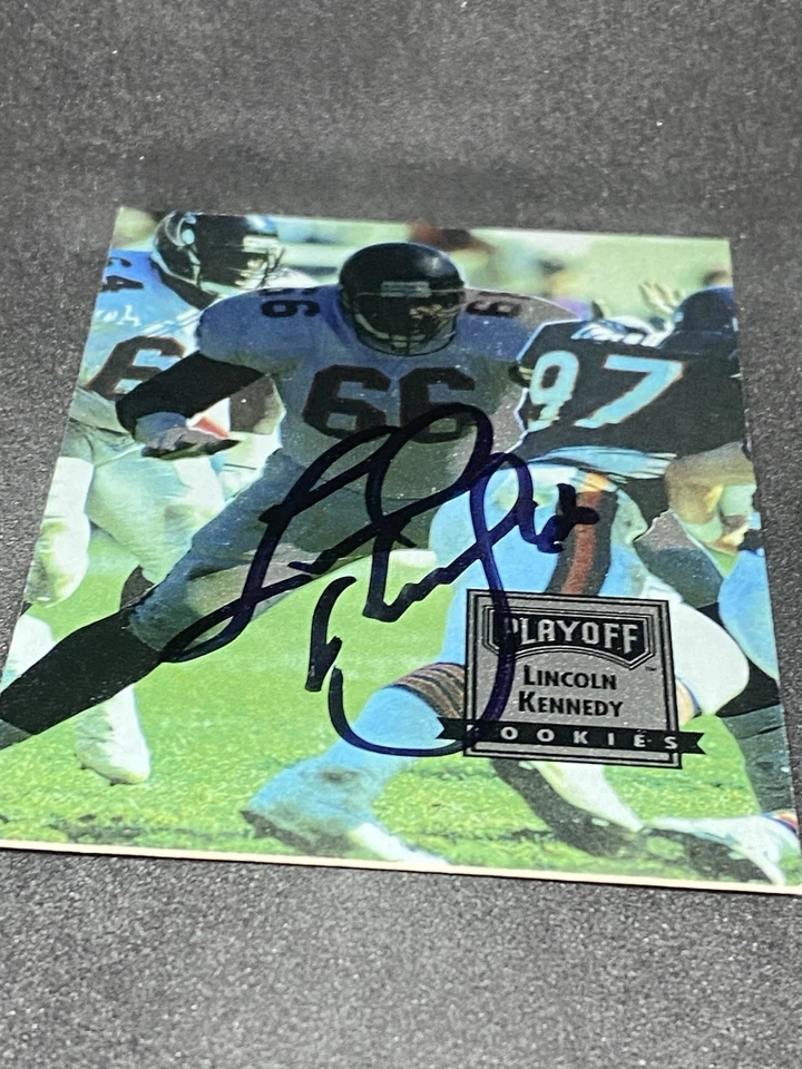 Lincoln Kennedy 1993 Playoff #144 Atlanta Falcons Autographed Signed Rookie Card - Image 2 of 3