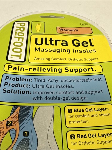 ProFoot Ultra Gel Massaging Insoles Women’s Size 8-10 Brand New Orthotic Suport - Picture 12 of 12