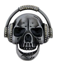 Mens Belt Buckles Skull Head Phone Some Rhinestones Music Hip Gothic DJ Bikers.