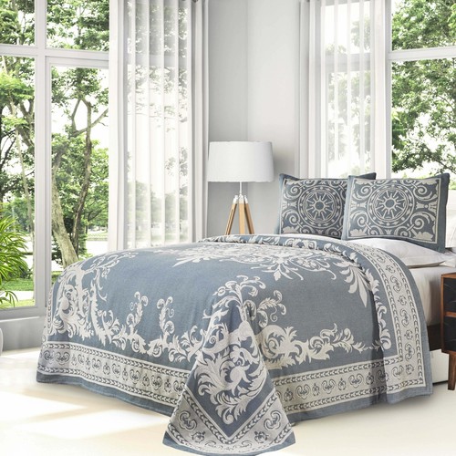 Bohemian Jacquard Textured Medallion with Matching Bedspread & Pillow Shams Set - Picture 17 of 45