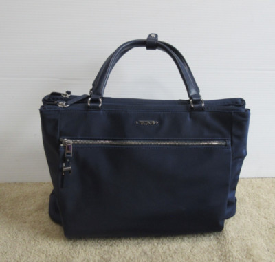 Tumi Voyageur Sheryl Dark Blue Nylon Small Business Laptop Tote Bag