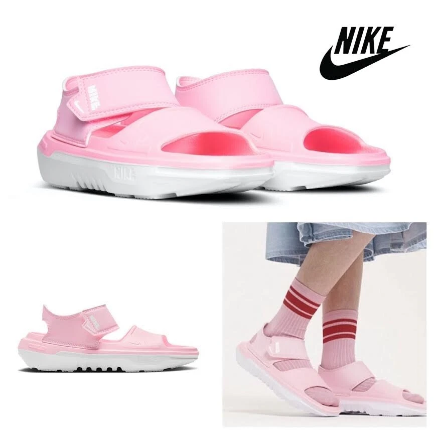 Scarpe sandalo atletiche nuove con etichette Nike donna 7 5 Gioventù 6 Playscape JUST DO IT rosa piatto