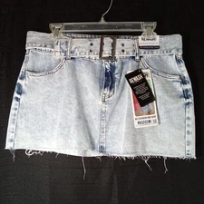 NWT Rewash Micro Mini Shirt Size 9 Belted Authentic Demin Two Button Zipper