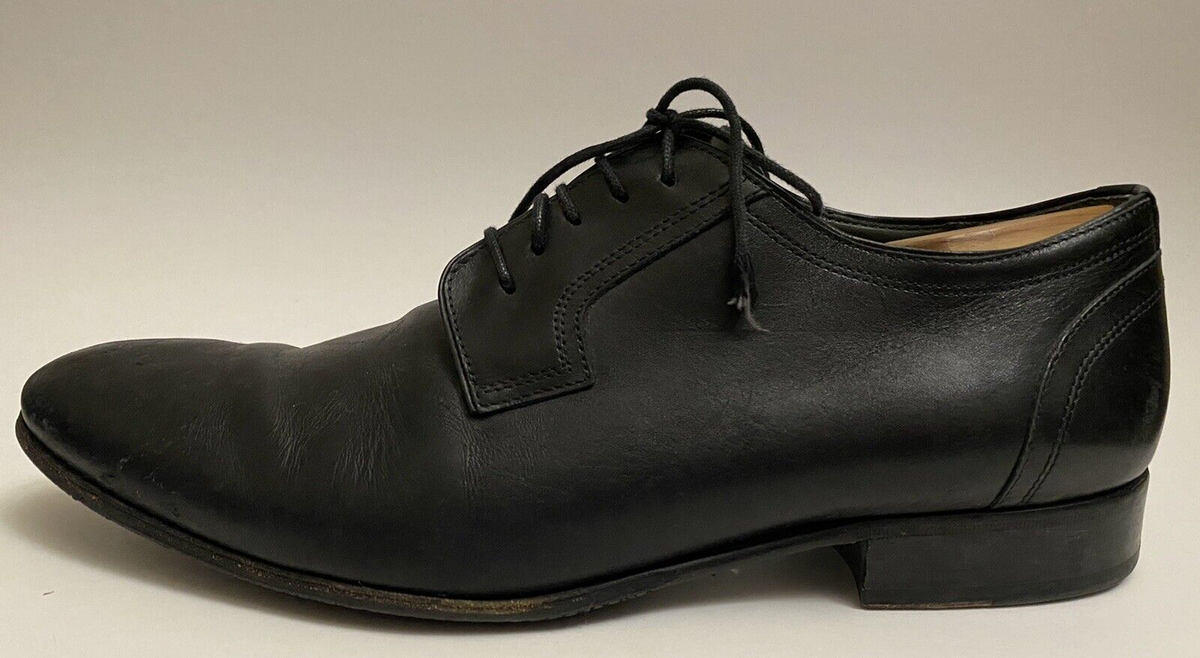 Lanvin Black Leather Oxford Shoes Size 10 Made In Portugal 