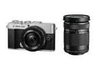 OLYMPUS PEN E-P7 Mirrorless SILVER Camera 14-42mm EZ 40-150mm R Black Lens Kit
