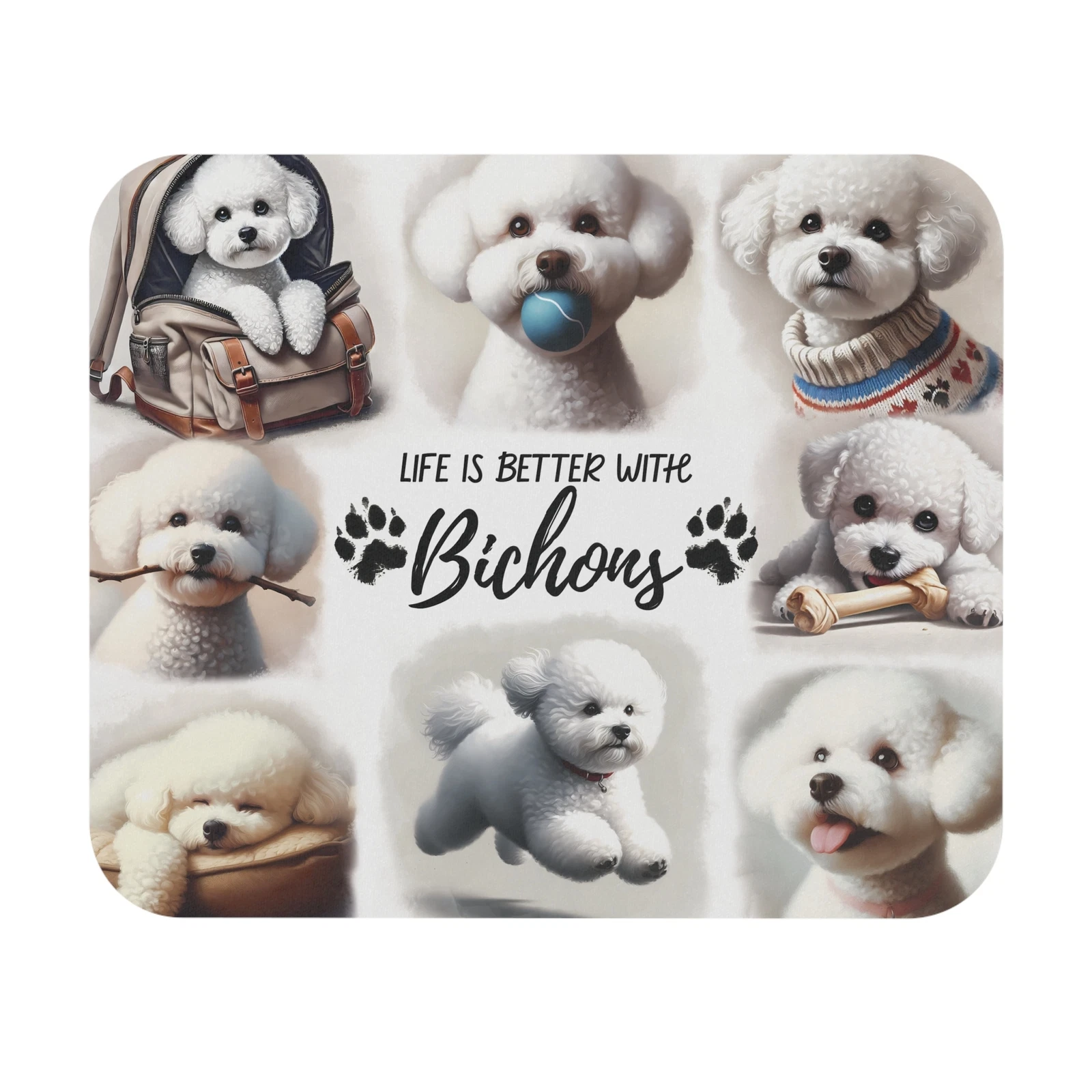 Bichon Frise Mouse Pad for Office and Workspace Decor