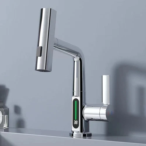 Rubinetto da cucina a cascata con spruzzatore a discesa in acciaio inossidabile - Bild 7 von 26