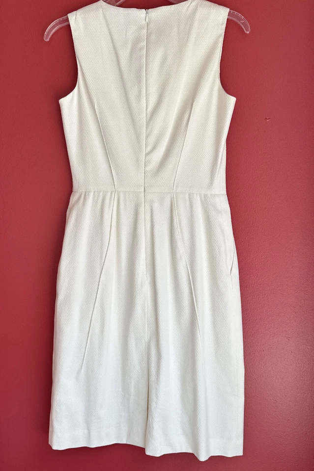 Vestido Vaina Piazza Sempione Para Mujer Cremallera Trasera Cuello en V Marfil Crema Blanco IT 40 US 4 Foto 2 de 4