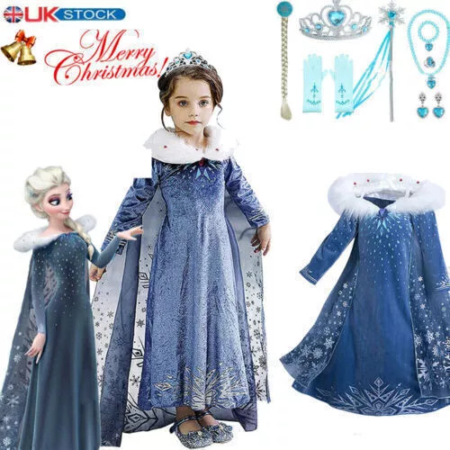 Halloween Niños Regalos Frozen Elsa Vestido Niñas Disfraz Elegante Fiesta Juegos con disfraces Conjunto