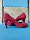 Ann Taylor LOFT Red Suede Leather 3" Pump Block Slip-On Heels Shoes (Size 7) — photo 6