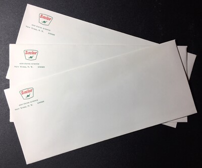 Sinclair Gas & Oil Company #10 Business Envelopes - circa1965 - lot of 3 unused