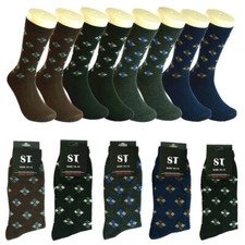 3-12 Pairs Mens Multi-Color Square Argyle Cotton Casual Dress Socks Size 10-13