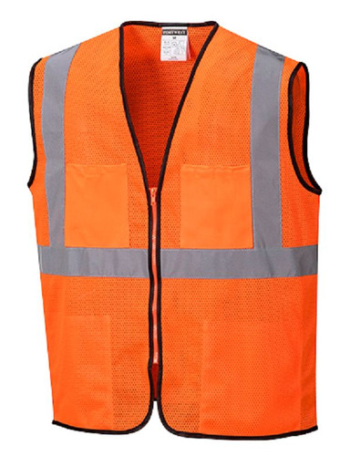 5 PACK OF PORTWEST MESH SAFETY VESTS SIZES XS-7XL US380 CLASS 2 ZIPPER CLOSE * - Picture 3 of 3