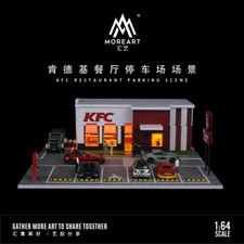Diorama 1/64 Car Garage Model LED Lighting City Fast Food Shop Scene Model Gift