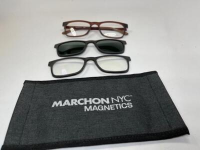 NEW MARCHON M-1501 210  210 Matte Brown MAG-SET Eyeglasses 52mm w/ 2 Extra Clips NEW MARCHON M-1501 210 210 Matte Brown MAG-SET Eyeglasses  main image 3