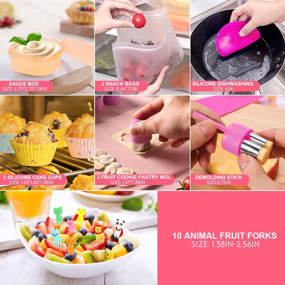 27pcs Bento Box Lunch Kit 1300ml Leakproof Container for Kids & Adults