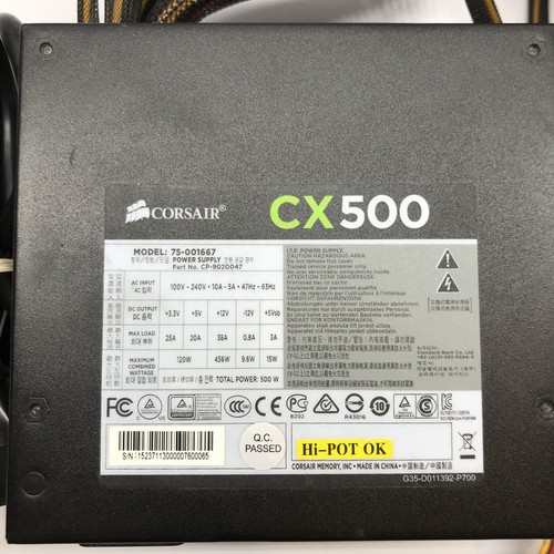 Corsair CX500 500W Desktop Power Supply PSU 75-001667 CP-9020047 - Afbeelding 3 van 5
