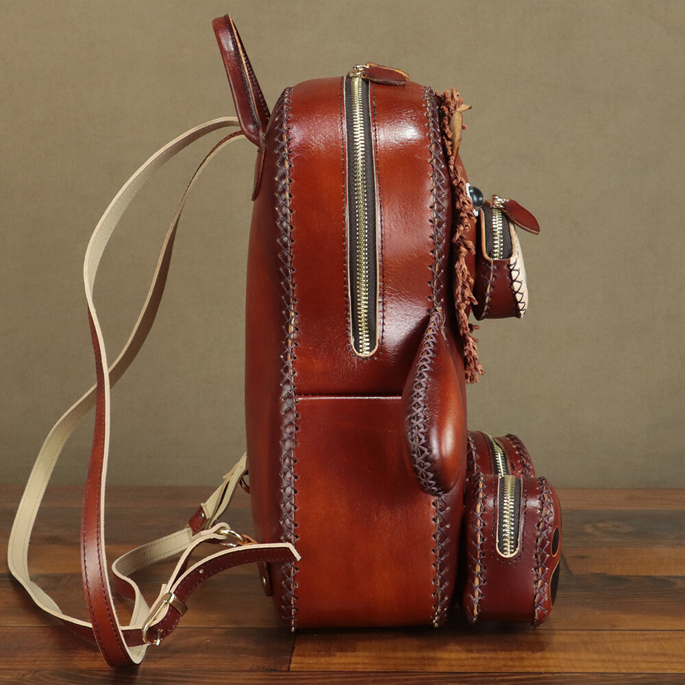 Genuine Leather Backpack Purses for Women Bear Shape Cute  display picture 3