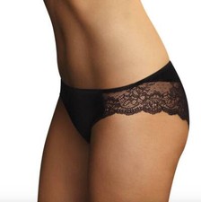 MAIDENFORM TANGA PANTIES BLACK WOMENS LG/7 INVISIBLE COMFORT DEVOTION NWT