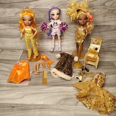 Lot of 3 Rainbow High Dolls Meline Luxe Divas Meena Fleur Cheerleader Violet