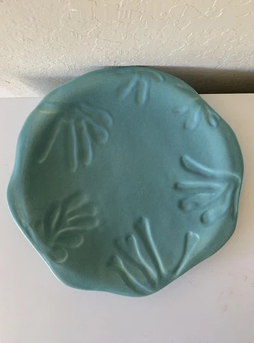 VTG Julie Sanders CYCLAMEN California Art POTTERY Dinner/Serving PLATE Signed #4