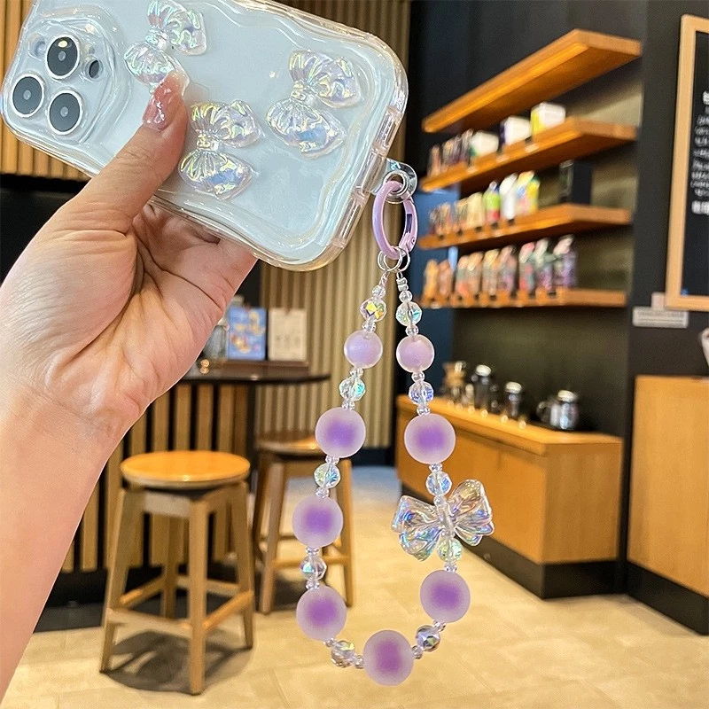 Correa de muñeca colorida con cuentas - Cristal Kawaii teléfono llavero accesorios Foto 4 de 4