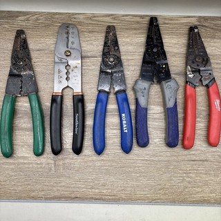 Lot 5 Electrician's Wire Strippers Tools Commercial Kobalt Southwire Milwaukee