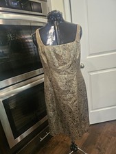 Ladies Gold Sleeveless Ralph Lauren Cocktail Dress L/Xl