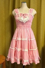 Preview of Angelic Pretty Gingham Ribbon Jumper Skirt Pink Check Lolita FREE SIZE