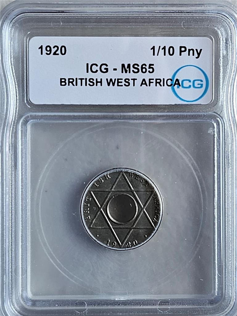British West Africa 1/10 Penny 1920 KN ICG MS 65