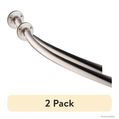 Shower Rod Curved Adjustable 45 to 72 Inch Rust Proof Rotating Satin Nickel Set