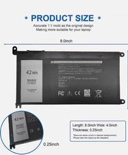 WDX0R Replacement Laptop Battery for Dell Inspiron 13 15 5000 7000 Series 11.4V
