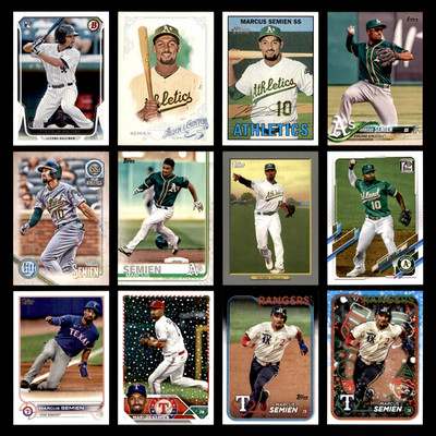 Marcus Semien Lot 12 Different Baseball Cards 2014(RC/Rookie)-2024 CHIW/OAK/TEX