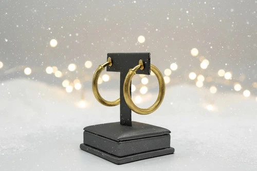 Bellezza Bronze Textured Tubular ClipOn Hoop Earrings 1-1/2" video thumbnail