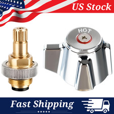 4" Brass Faucet Handle Cartridge Replacement Stem Assembly, Hot Knob Handle Kit