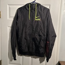 Nike Jacket Mens Size Small Black Neon Green Mesh Catching Air Windrunner Hooded