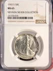 1943-S 50C. Walking Liberty Half~ NGC Cert.@ MS65