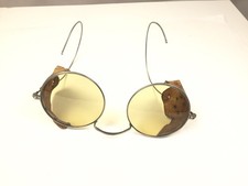 Vintage Amber Safety Glasses Leather Side Shield Steampunk Motorcycle Welding