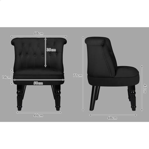 ALFORDSON Armchair Lounge Chair Wingback Accent Tufted Chair Velvet Sofa Black - Picture 7 of 9