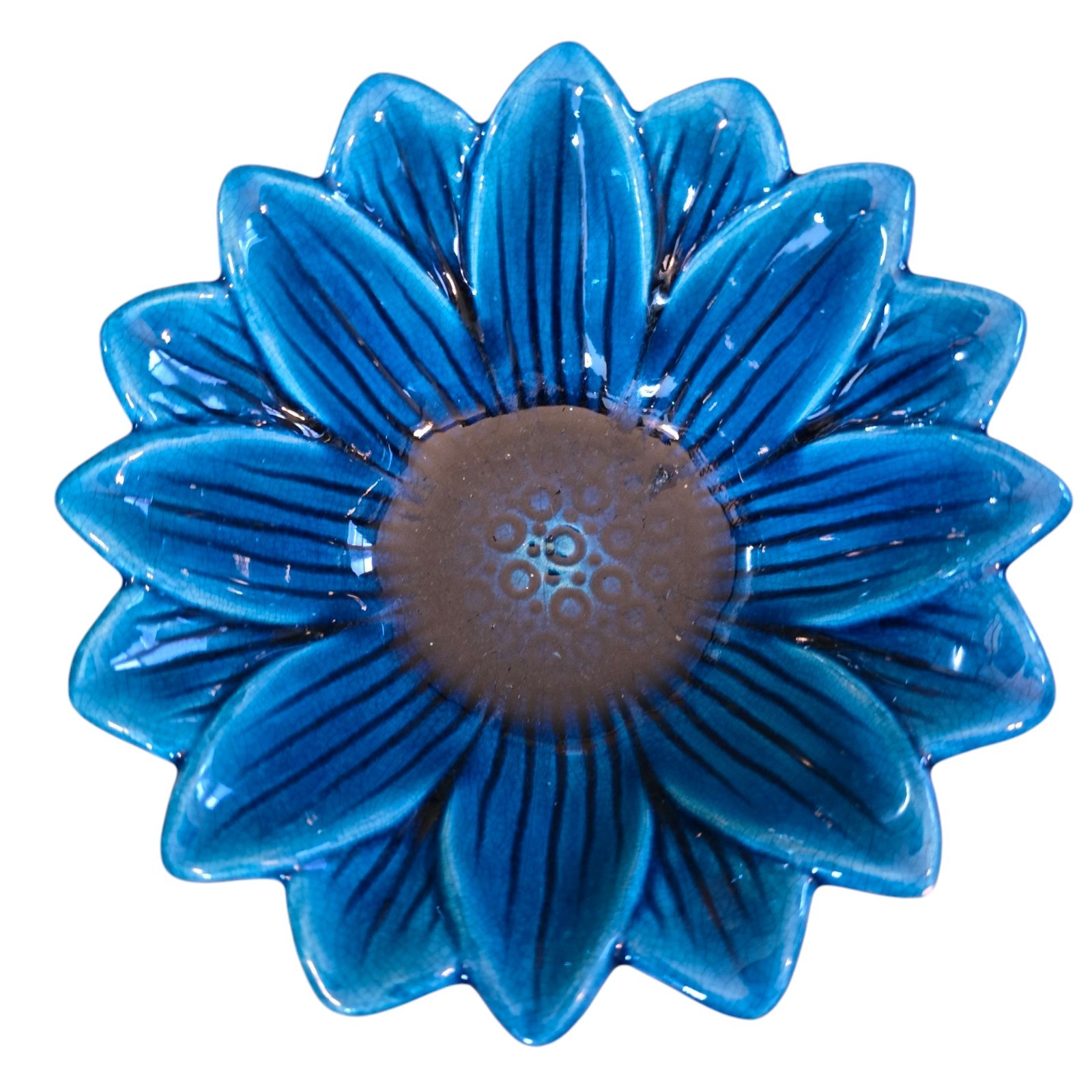 Plato de flores Pol Chambost azul Craqueler