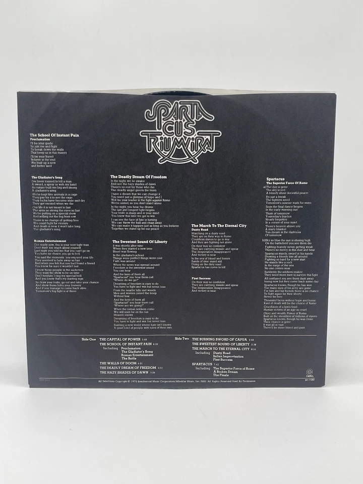 TRIUMVIRAT SPARTACUS 12" LP VG+ VINYL RECORD CAPITOL 1975 - Image 3 of 4
