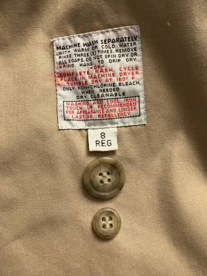 Винтажный Towne на London туман женщин желтовато-коричневый съемный вкладыш подпоясанный Тренч размер 8 - Изображение 4 из 4